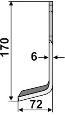 Technische Zeichnung: Industriehof® Fräsmesser links/rechts 170 x 72 x 6 mm, Bohrung 9 mm, für Bertolini