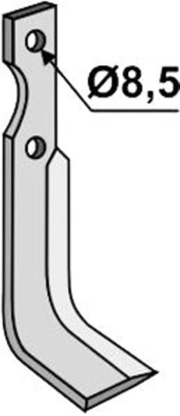 Technische Zeichnung: Industriehof® Fräsmesser links/rechts 185 x 30 x 6 mm, Bohrung 8,5 mm, für Carraro Antonio