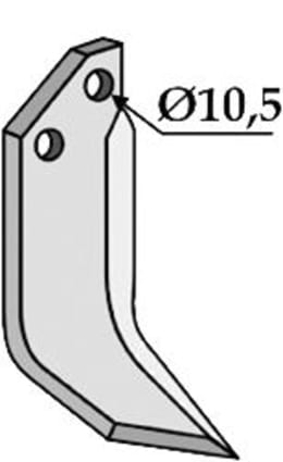 Technische Zeichnung: Industriehof® Fräsmesser links/rechts 152 x 50 x 6 mm, Bohrung 10,5 mm, für B.C.S. Grillo, Pasquali