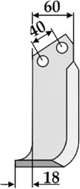 Technische Zeichnung: Industriehof® Fräsmesser links/rechts 182 x 60 x 5 mm, Bohrung 12,5 mm, für Maschio