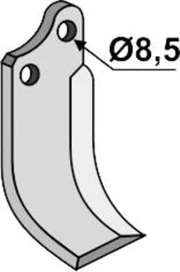 Technische Zeichnung: Industriehof® Fräsmesser links/rechts 135 x 60 x 5 mm, Bohrung 8,5 mm, für Agria