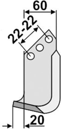 Technische Zeichnung: Industriehof® Fräsmesser links/rechts 140 x 60 x 6 mm, Bohrung 9 mm, für Holder