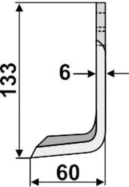 Technische Zeichnung: Industriehof® Fräsmesser links/rechts 133 x 50 x 6 mm, Bohrung 10,5 mm, für Breviglieri, M.E.A.A.T.