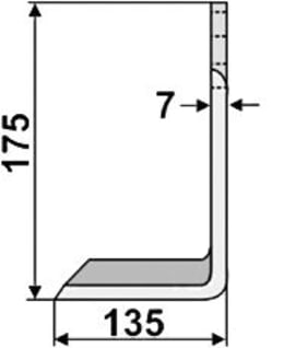 Technische Zeichnung: Industriehof® Fräsmesser links/rechts 175 x 80 x 7 mm, Bohrung 14,5 mm, für Maschio, Sicma