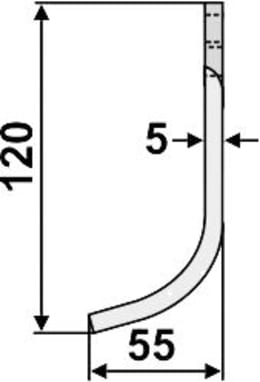 Technische Zeichnung: Industriehof® Fräsmesser links/rechts 120 x 50 x 5 mm, Bohrung 10,5 mm, für Comeb