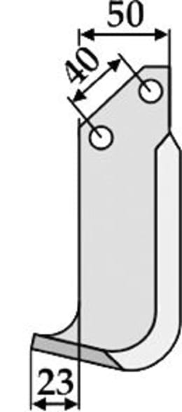 Technische Zeichnung: Industriehof® Fräsmesser links/rechts 152 x 50 x 6 mm, Bohrung 10,5 mm, für B.C.S. Grillo, Pasquali