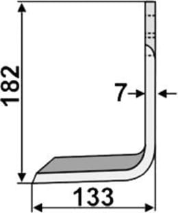 Technische Zeichnung: Industriehof® Fräsmesser links/rechts 182 x 70 x 7 mm, Bohrung 12,5 mm, gewinkelt, für Pegoraro
