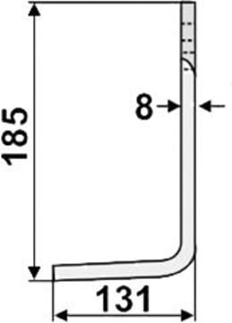 Technische Zeichnung: Industriehof® Fräsmesser links/rechts 185 x 90 x 8 mm, Bohrung 16,5 mm, für Howard