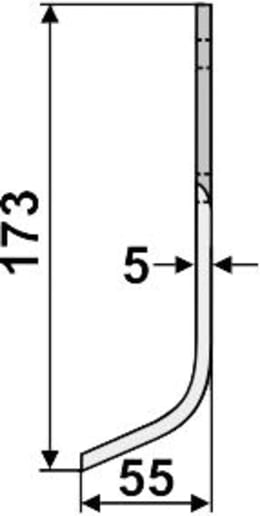 Technische Zeichnung: Industriehof® Fräsmesser links/rechts 173 x 30 x 5 mm, Bohrung 9 mm, für Benassi