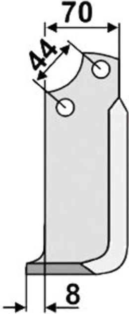 Technische Zeichnung: Industriehof® Fräsmesser links/rechts 187 x 70 x 6 mm, Bohrung 12,5 mm, für Maschio