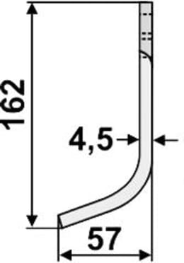 Technische Zeichnung: Industriehof® Fräsmesser links/rechts 162 x 55 x 4,5 mm, Bohrung 11,5 mm, für Bungartz