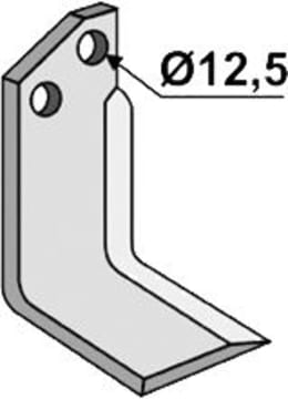 Technische Zeichnung: Industriehof® Fräsmesser links/rechts 168 x 70 x 7 mm, Bohrung 12,5 mm, gewinkelt, für Muratori