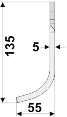 Technische Zeichnung: Industriehof® Fräsmesser links/rechts 135 x 50 x 5 mm, Bohrung 10,5 mm, für Comeb