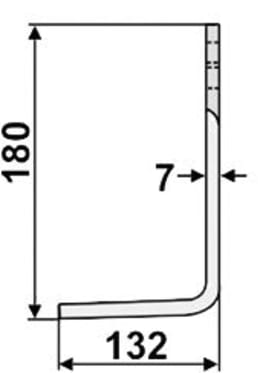 Technische Zeichnung: Industriehof® Fräsmesser links/rechts 180 x 80 x 7 mm, Bohrung 13 mm, für Howard