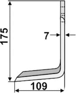 Technische Zeichnung: Industriehof® Fräsmesser links/rechts 175 x 70 x 7 mm, Bohrung 14,5 mm, für Muratori, Sovema
