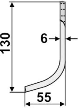 Technische Zeichnung: Industriehof® Fräsmesser links/rechts 130 x 50 x 6 mm, Bohrung 10,5 mm, für Breviglieri