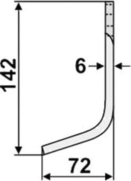 Technische Zeichnung: Industriehof® Fräsmesser links/rechts 142 x 50 x 6 mm, Bohrung 10,5 mm, für Ferrari