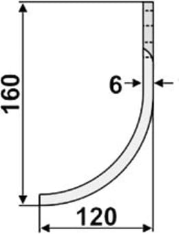 Technische Zeichnung: Industriehof® Fräsmesser links/rechts 160 x 60 x 6 mm, Bohrung 12,5 mm, für Tortella