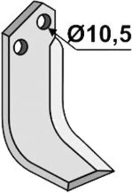 Technische Zeichnung: Industriehof® Fräsmesser links/rechts 142 x 50 x 6 mm, Bohrung 10,5 mm, für Ferrari