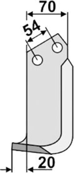 Technische Zeichnung: Industriehof® Fräsmesser links/rechts 182 x 70 x 7 mm, Bohrung 12,5 mm, gebogen, für Pegoraro