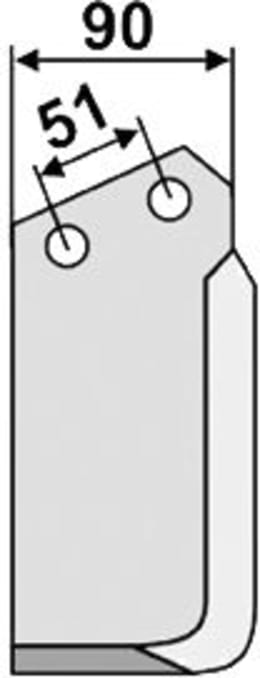 Technische Zeichnung: Industriehof® Fräsmesser links/rechts 185 x 90 x 8 mm, Bohrung 16,5 mm, für Howard