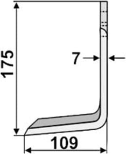 Technische Zeichnung: Industriehof® Fräsmesser links/rechts 175 x 70 x 7 mm, Bohrung 12,5 mm, für Sovema