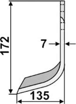 Technische Zeichnung: Industriehof® Fräsmesser links/rechts 172 x 80 x 7 mm, Bohrung 14,5 mm, für Sicma