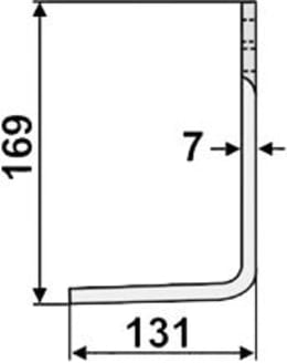 Technische Zeichnung: Industriehof® Fräsmesser links/rechts 169 x 80 x 7 mm, Bohrung 13 mm, für Kuhn