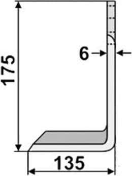 Technische Zeichnung: Industriehof® Fräsmesser links/rechts 175 x 80 x 6 mm, Bohrung 14,5 mm, für Maschio