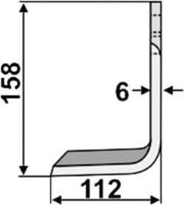 Technische Zeichnung: Industriehof® Fräsmesser links/rechts 158 x 70 x 6 mm, Bohrung 12,5 mm, für Ompi