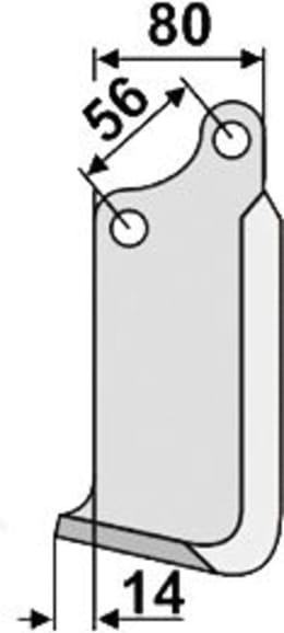 Technische Zeichnung: Industriehof® Fräsmesser links/rechts 175 x 80 x 7 mm, Bohrung 14,5 mm, für Maschio, Sicma