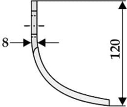 Technische Zeichnung: Industriehof® Fräsmesser 120 x 61 x 8 mm, Bohrung 20,5 mm, für Perfect, Tünnissen & Stocks