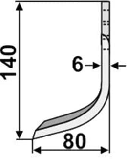 Technische Zeichnung: Industriehof® Fräsmesser links/rechts 140 x 60 x 6 mm, Bohrung 9 mm, für Holder