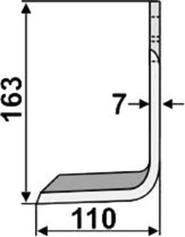 Technische Zeichnung: Industriehof® Fräsmesser links/rechts 163 x 70 x 7 mm, Bohrung 12,5 mm, für Muratori