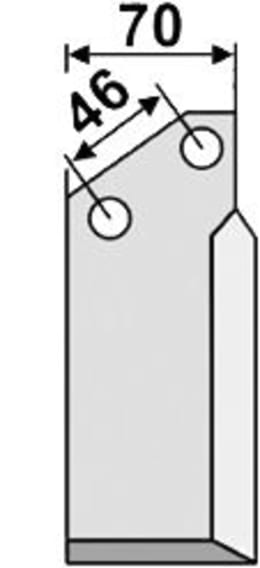 Technische Zeichnung: Industriehof® Fräsmesser links/rechts 168 x 70 x 7 mm, Bohrung 12,5 mm, gewinkelt, für Muratori