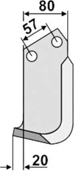 Technische Zeichnung: Industriehof® Fräsmesser links/rechts 180 x 80 x 8 mm, Bohrung 13 mm, für Howard