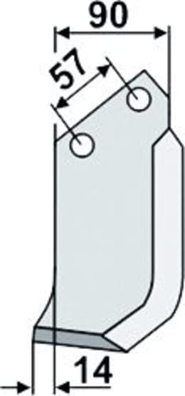 Technische Zeichnung: Industriehof® Fräsmesser links/rechts 188 x 90 x 8 mm, Bohrung 16,5 mm, für Kuhn