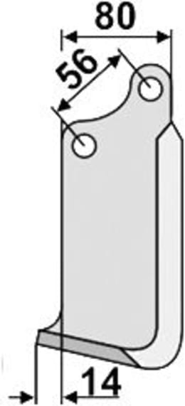 Technische Zeichnung: Industriehof® Fräsmesser links/rechts 175 x 80 x 6 mm, Bohrung 14,5 mm, für Maschio