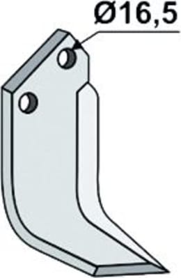 Technische Zeichnung: Industriehof® Fräsmesser links/rechts 188 x 90 x 8 mm, Bohrung 16,5 mm, für Kuhn