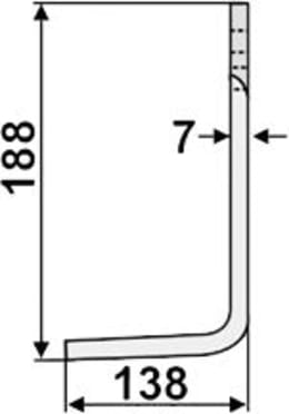 Technische Zeichnung: Industriehof® Fräsmesser links/rechts 188 x 80 x 7 mm, Bohrung 14,5 mm, für Krone