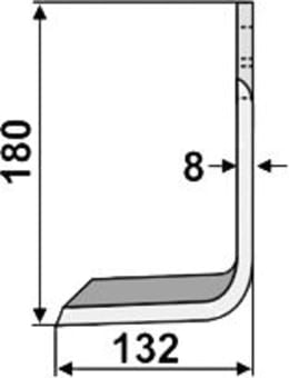 Technische Zeichnung: Industriehof® Fräsmesser links/rechts 180 x 80 x 8 mm, Bohrung 13 mm, für Howard