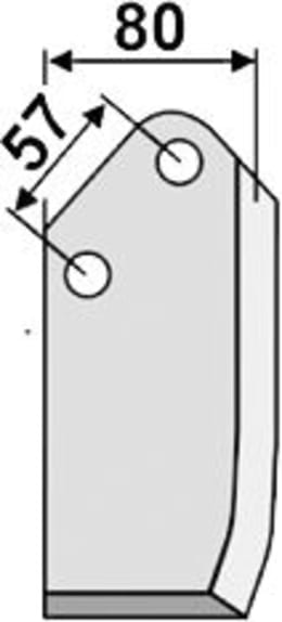 Technische Zeichnung: Industriehof® Fräsmesser links/rechts 165 x 80 x 7 mm, Bohrung 14,5 mm, für Kuhn