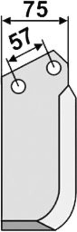 Technische Zeichnung: Industriehof® Fräsmesser links/rechts 175 x 75 x 6 mm, Bohrung 11,5 mm, für Howard