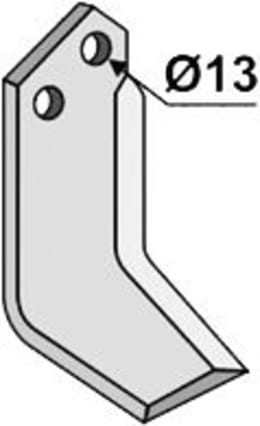 Technische Zeichnung: Industriehof® Fräsmesser links/rechts 180 x 132 x 7 mm, Bohrung 13 mm, für Agricom, Howard