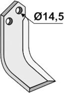 Technische Zeichnung: Industriehof® Fräsmesser links/rechts 170 x 70 x 8 mm, Bohrung 14,5 mm, gebogen, für Maletti