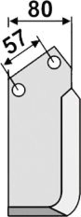 Technische Zeichnung: Industriehof® Fräsmesser links/rechts 169 x 80 x 7 mm, Bohrung 13 mm, für Kuhn