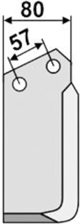 Technische Zeichnung: Industriehof® Fräsmesser links/rechts 180 x 132 x 7 mm, Bohrung 13 mm, für Agricom, Howard