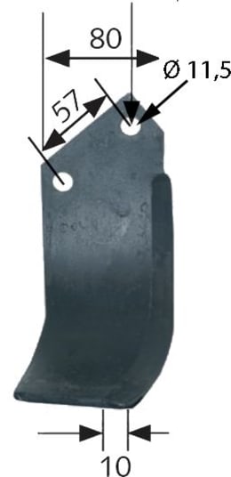 Technische Zeichnung: Industriehof® Fräsmesser links/rechts 175 x 80 x 7 mm, Bohrung 11,5 mm, für Howard
