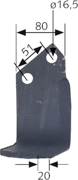 Technische Zeichnung: Industriehof® Fräsmesser links/rechts 180 x 80 x 9 mm, Bohrung 16,5 mm, für Howard