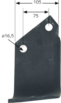 Technische Zeichnung: Industriehof® Fräsmesser links/rechts 190 x 105 x 8 mm, Bohrung 16,5 mm, für Howard, Huard